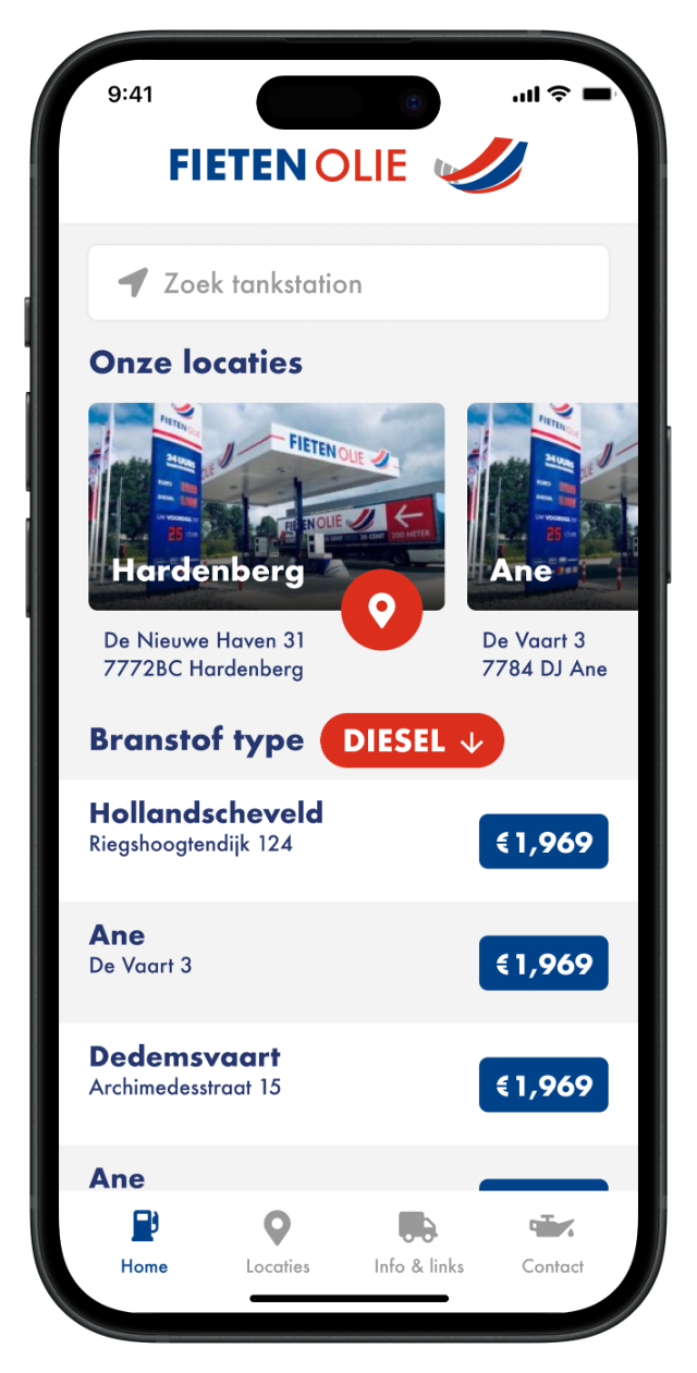 Fieten Olie app: prijzen