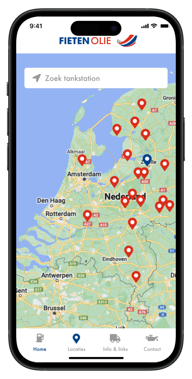Fieten Olie app: locaties