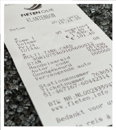 Voorbeeld van een Fieten Olie klantenbon